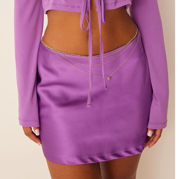 NA-KD Purple Silky Mini Skirt - Picture 2 of 7